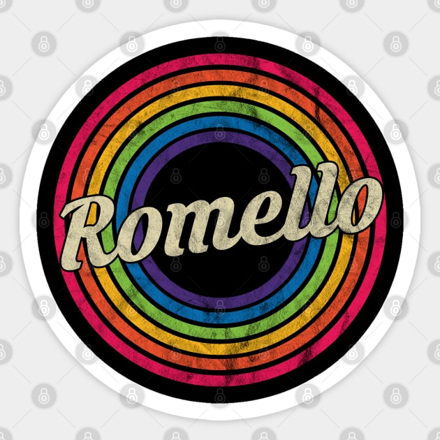 Romello - Retro Rainbow Faded-Style Sticker by MaydenArt